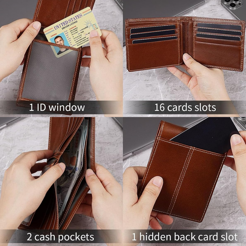 Premium RFID-blokkerende Lederen Bifold Portemonnee voor Heren - SlimArmor