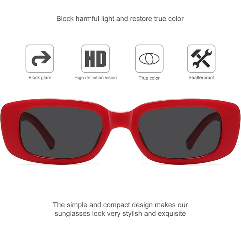 Rechthoekige Retro Y2K Zonnebril voor Zomer 2025 - Aria