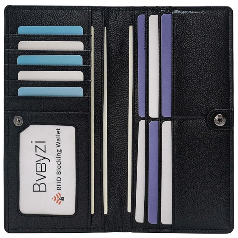 Ultra-dunne RFID-blokkerende leren kaartenportemonnee – Renée