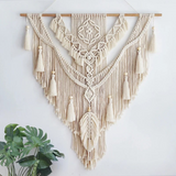BohoWoven - Scandinavische boho macramé wandhanger | Scandinavische Boho Macramé Wandhanger 75x95cm | Handgemaakt | Wanddecoratie voor Woonkamer & Slaapkamer | Decoratief Design | Elegante Wandversiering | Kleur Beige Geel