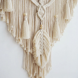BohoWoven - Scandinavische boho macramé wandhanger | Scandinavische Boho Macramé Wandhanger 75x95cm | Handgemaakt | Wanddecoratie voor Woonkamer & Slaapkamer | Decoratief Design | Elegante Wandversiering | Kleur Beige Geel
