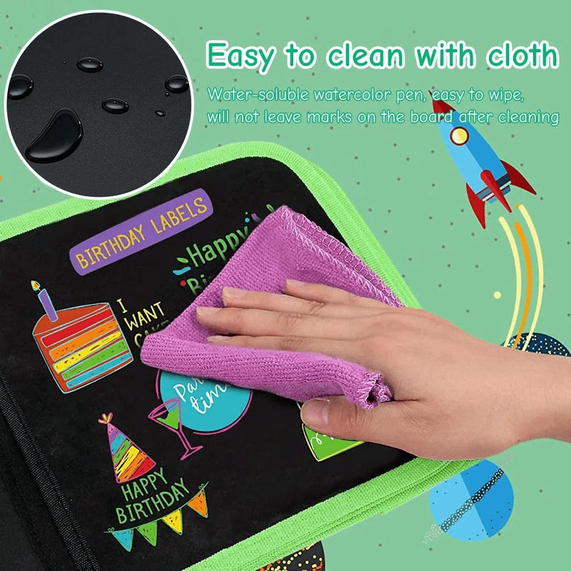 Herbruikbaar leer- en tekenboek voor kinderen – inclusief 12 stiften