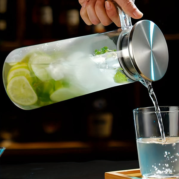 Glazen Waterkan met Deksel – Ideaal voor Sap, Bubble Tea en Verfrissende Zomerdranken