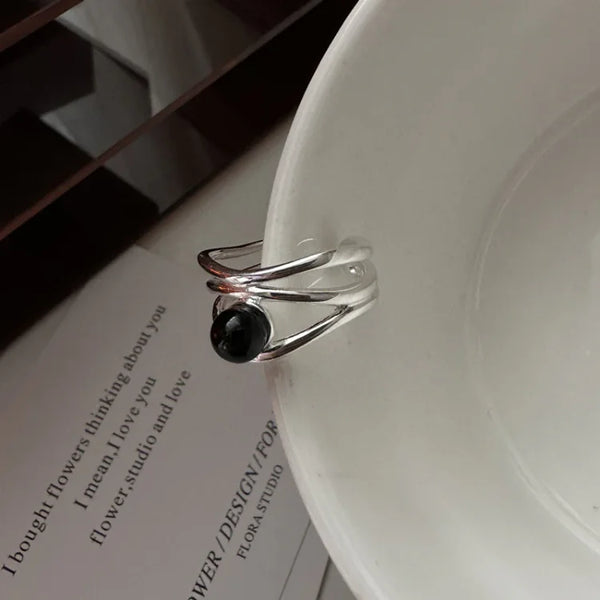 Zwarte Onyx Multilinien Ring – Arden