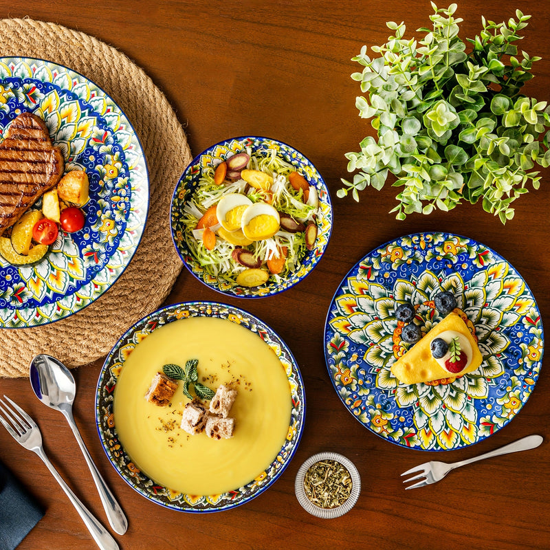 24-delige Diner Set – Steengoed in Bohemien Stijl