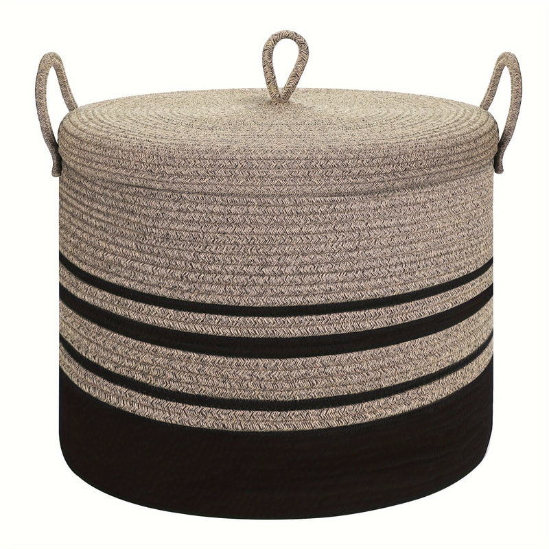 Klassieke Geweven Opbergmand met Deksel - Stijlvolle Oplossing voor je Spullen