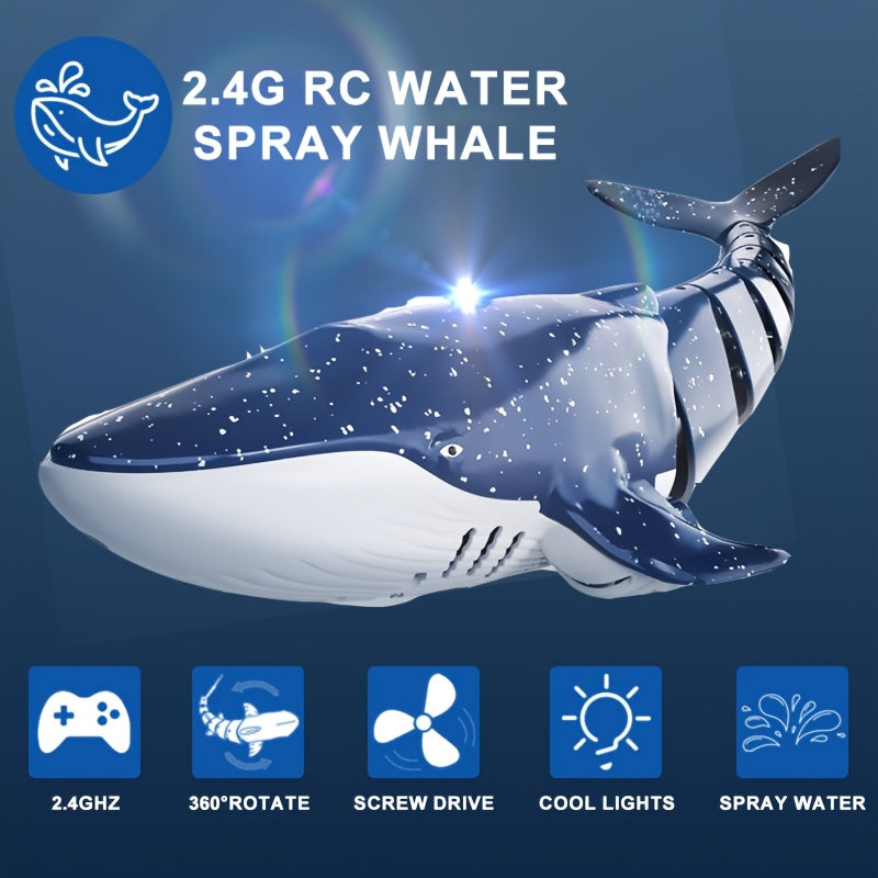 1:18 schaal RC walvishaai met 360° rotatie, 180° flexibiliteit, LED licht opspattende, programmeerbare cruise control - USB oplaadbaar, ideaal voor jongeren' zomer speel en verjaardagscadeau