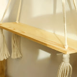 Boho Macramé Wandplank – Handgemaakte Houten Plank met Touwontwerp voor een Sfeervol Interieur