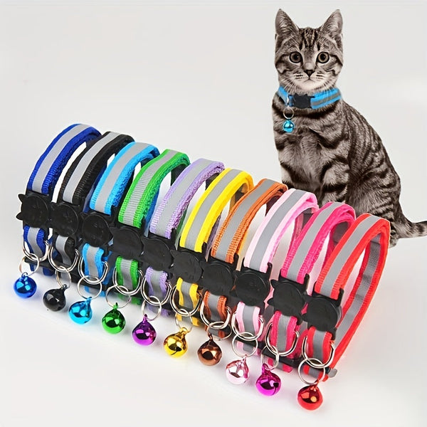 Reflecterende Kattenhalsband met AirTag Houder en Bel – Verstelbare Halsband voor Nachtzichtbaarheid