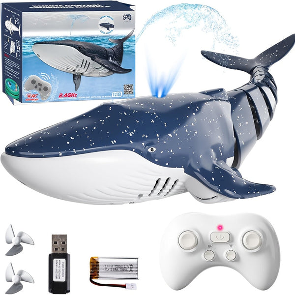 1:18 schaal RC walvishaai met 360° rotatie, 180° flexibiliteit, LED licht opspattende, programmeerbare cruise control - USB oplaadbaar, ideaal voor jongeren' zomer speel en verjaardagscadeau