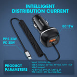 Snel Oplaadbare USB-C 51W Autolader – Voor Supersnel Opladen van Meerdere Apparaten