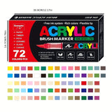 72 Kleuren Acrylverf Markers – Perfect voor Creatief Schilderen op Diverse Oppervlakken
