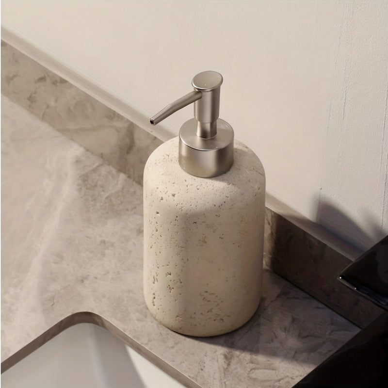 Marmeren Zeepdispenser – Luxe Resin Dispenser met RVS Pomp voor Badkamer of Keuken