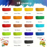 Acrylverf Set – 28 Stuks, Inclusief 18 Kleuren Acrylverf en 10 Penselen