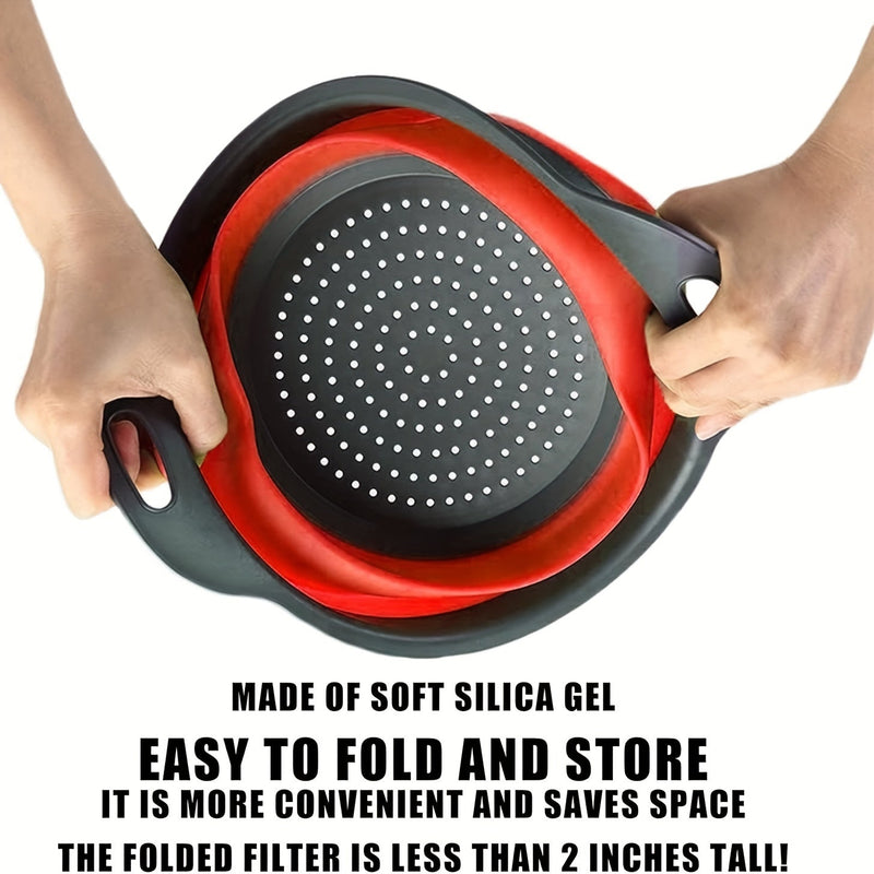 Opvouwbare Siliconen Vergiet Set – Perfect voor Pasta, Groenten en Fruit