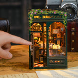DIY Miniatuur Uilen Boekenwinkel – 3D Houten Kit met Verlichting voor Creatieve Decoratie