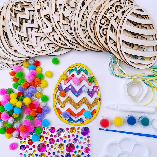 DIY Paasei Knutselkit – Versier je Eigen Kleurige Houten Paaseieren voor Pasen