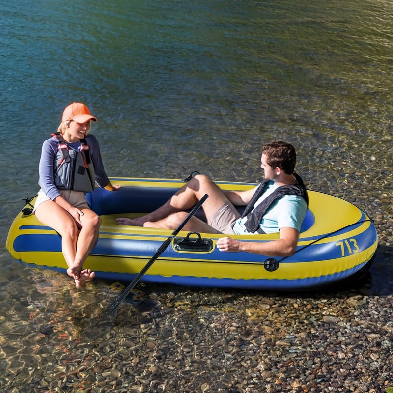 Opblaasbaar Vissersboot Set – Lichtgewicht PVC Boot voor 2 Personen met Peddels