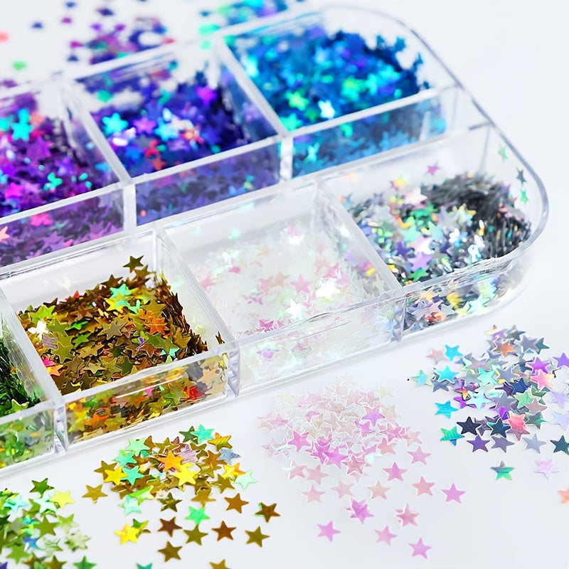 12 Kleuren Sterren Sequins – Glitter Sequins in Lange Doos voor DIY en Scrapbooking