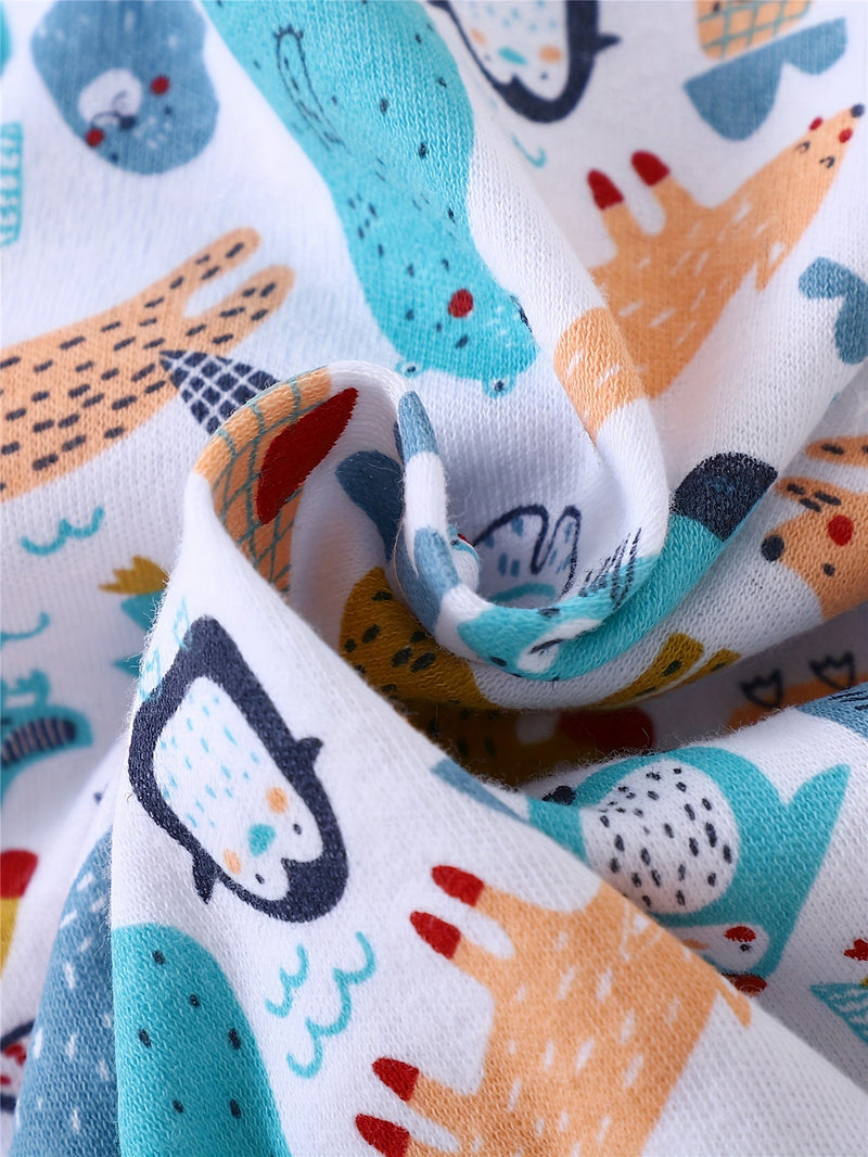 3-delige Baby Romper Set met Dierenprints – Lange Mouwen voor Buitenactiviteiten