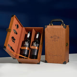 Classic 2-Flessen Wijndrager met Accessoires – Draagbare Cadeaubox
