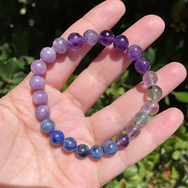 Anti-Angst Amethist, Lepidolith en Lapis Lazuli Armband - Aurora