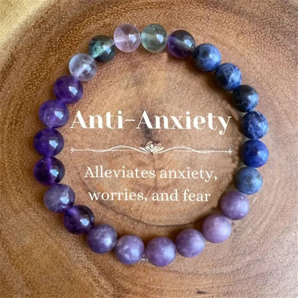 Anti-Angst Amethist, Lepidolith en Lapis Lazuli Armband - Aurora