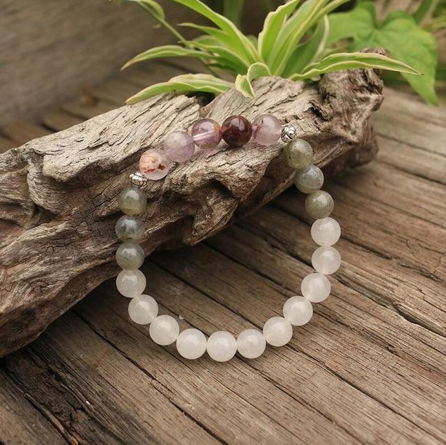 Labradoriet, Jade en Amethyst Mala – Seraphine