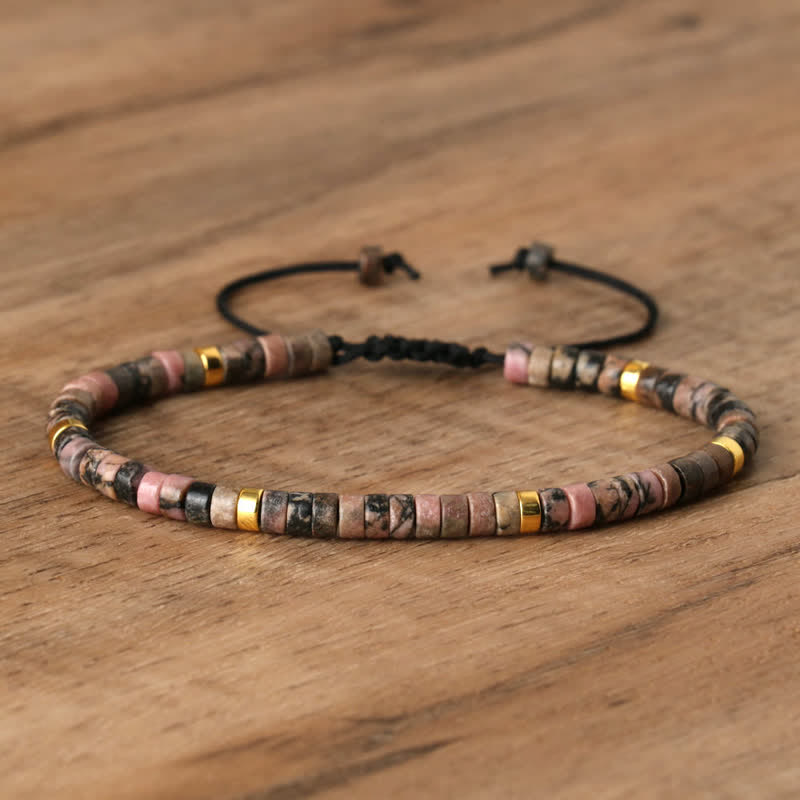 Vlechtarmband met 2,4 mm Natuurlijke Steen Rollen – Seraphina