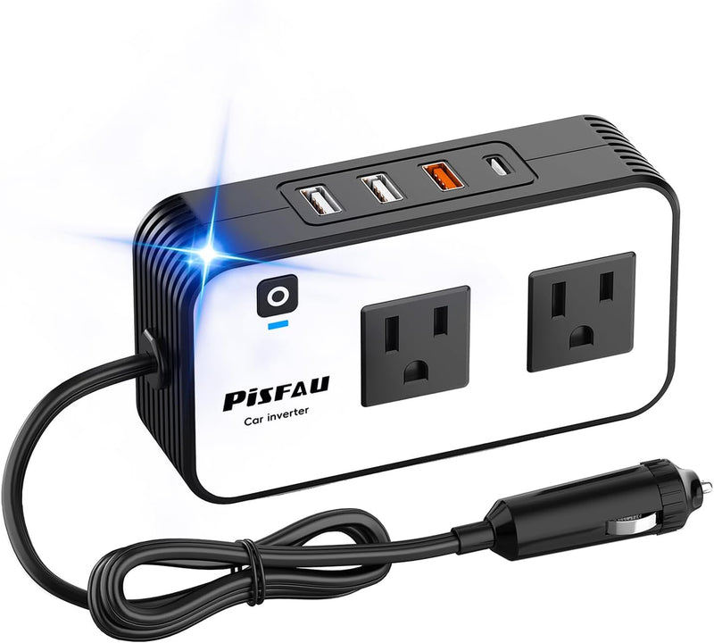 200W Auto-omvormer – DC 12V naar 220V AC met USB-C & Snelladen functie