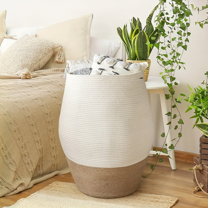 Grote Geweven Wicker Wasmand – Praktisch en Elegant voor Elke Wasruimte