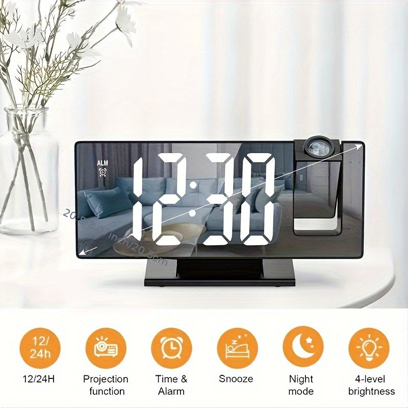 Digitale Spiegel Wekker met Projectie – Groot LED Display en Multifunctionele Alarmfunctie