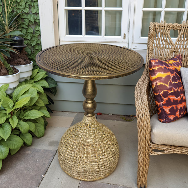 Handgemaakte Watergras Koffietafel – Antiek Bronzen Look