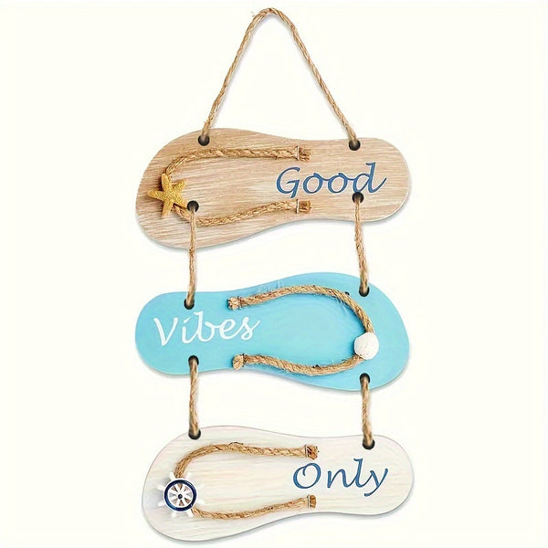 Houten Flip-Flop Wanddecoratie - Nautische Stijl voor een Zomerse Uitstraling