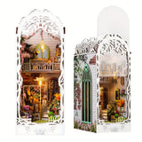 3D Houten Puzzel Huis – Wit Bloemenhuis met Verlichting en Stofafdekking