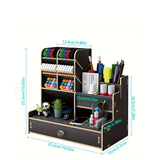 Ruimtelijk Bureaurek van Bamboe met Lade – Organiseer je Werkplek Efficiënt en Stijlvol