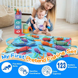 Kinderen's Stoffen Visspel – Pluche Vissen en Stapelbekers voor Leerzaam Plezier