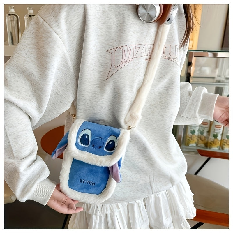 Schattige Stitch Crossbody Tas – Met Bont en Geborduurd Design voor Dagelijks Gebruik