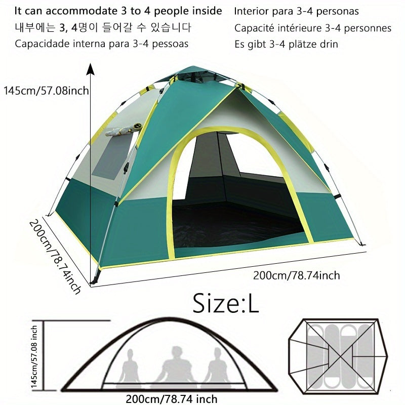 Snelle Opzet 4-Persoons Camping Tent – Ademend en Winddicht Schuilplaats