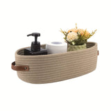 Bohemian Opbergmand met Leren Handvaten – Perfect voor Badkamer en Woonkamer