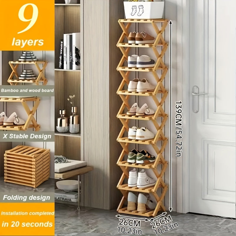 Functioneel Bamboe Schoenenrek – Compact en Flexibel voor Kleine Ruimtes