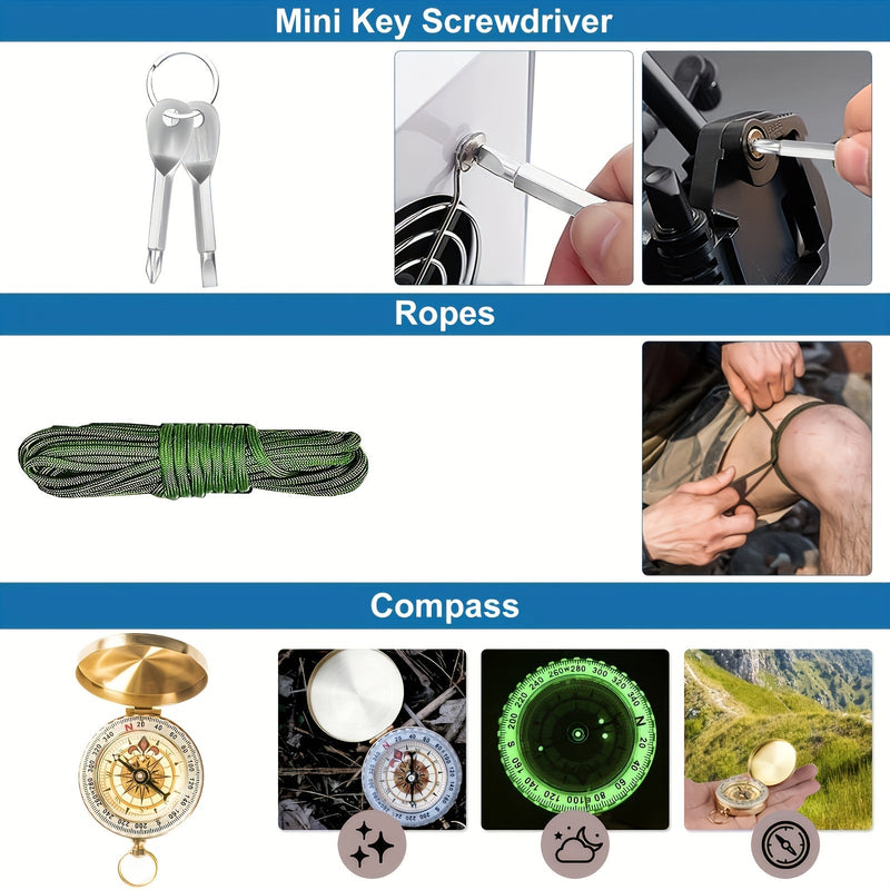 SurviveX Outdoor Survival Kit - Essentiële Gereedschappen voor Avonturen en Noodsituaties