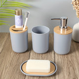 Badkamer Accessoires Set met Bamboe Deksel – 4-delige Set voor Badkamerdecor