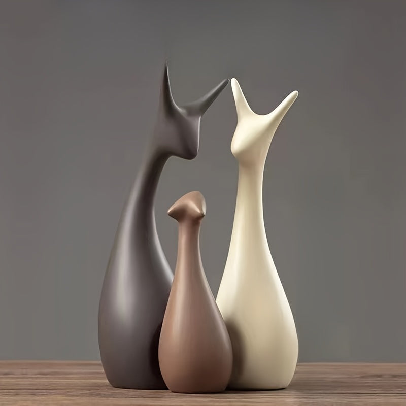 Keramische Hert Beeld Set – Luxe Decor voor Woonkamer en Kantoor