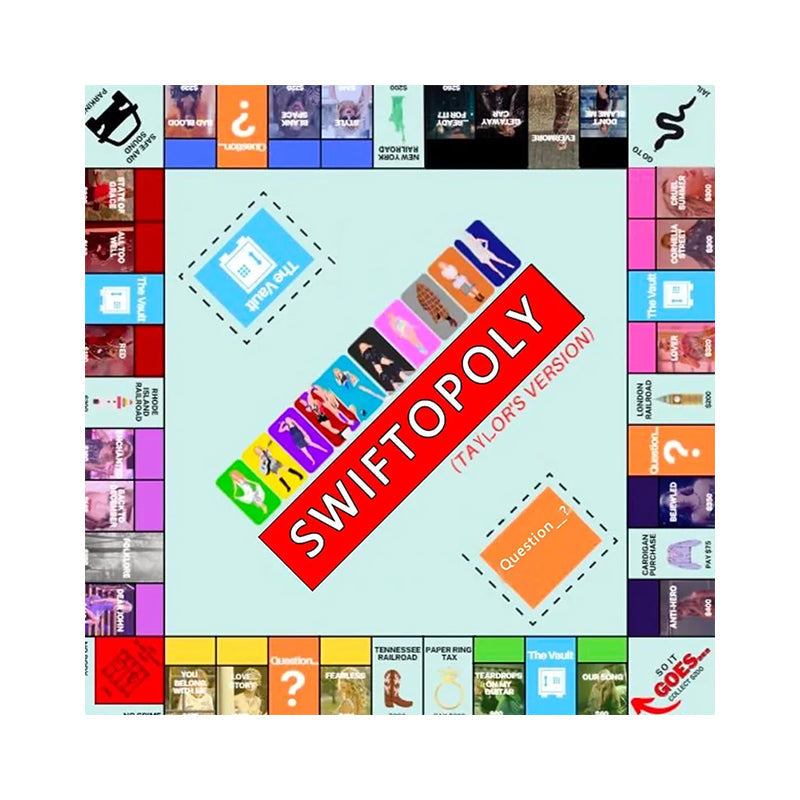 Muziekgebaseerd bordspel met songkaarten en Monopoly-geld voor spelavonden