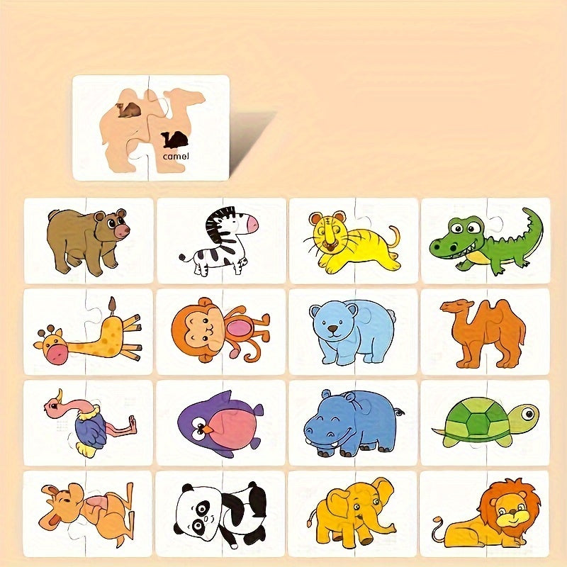 Educatieve Puzzelset voor Kinderen – 16 Stuks met Leuke Beelden van Beroepen, Voertuigen en Groenten