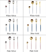 24-delig Luxe Bestekset van RVS in Goud-Zilver – RoyalGlow