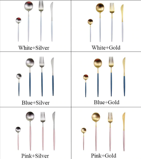 24-delig Luxe Bestekset van RVS in Goud-Zilver – RoyalGlow