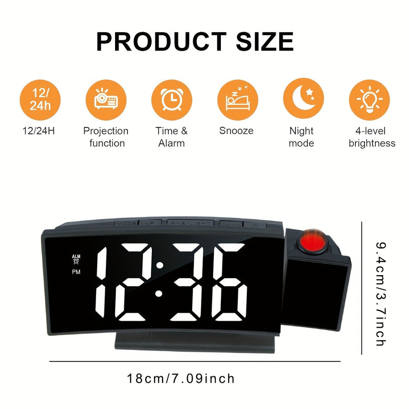 Digitale Projectie Wekker – LED Display en Snoozefunctie met Verstelbare Helderheid