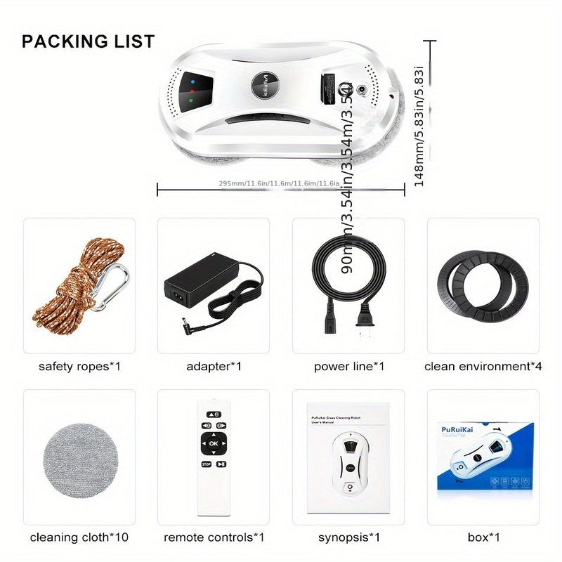 Volledig Automatische Raamreiniger – Intelligente Glasschrobber met Afstandsbediening voor Efficiënt Schoonmaken